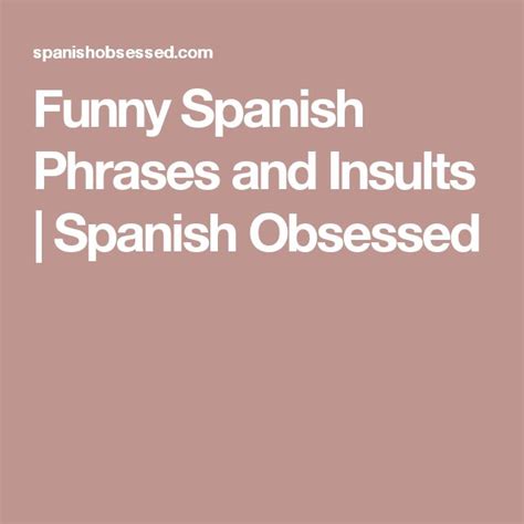 Funny Spanish Phrases And Insults Spanish Obsessed Funny Spanish Phrases Spanish Phrases