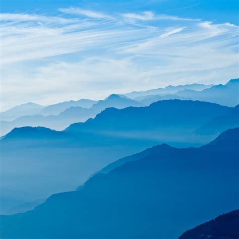 Mountains Wallpaper 4k Blue Sky Mountain Range Fog Peak Nature 5364