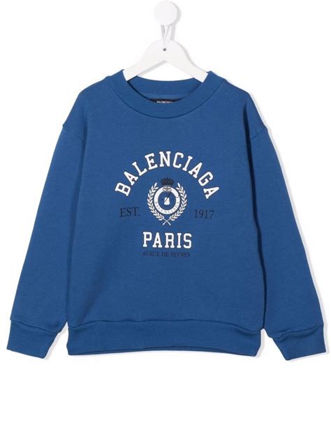 Balenciaga Kids logo crew-neck sweatshirt blue | MODES