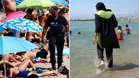 France Burkini Ban Images Of Police On Beach Fuel Debate Bbc News