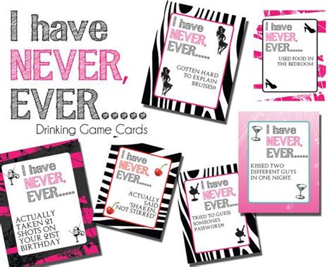 Maybe you would like to learn more about one of these? Drinking Game "I have never ever" themed cards, Printable ...