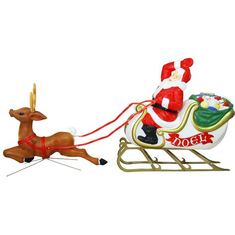 72 Santa With Sleigh And Reindeer Blow Mold Set Walmart