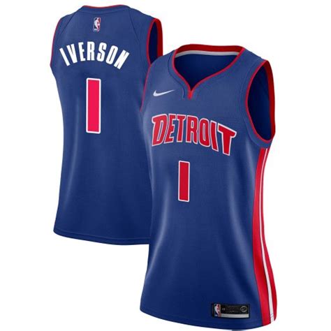 Nike Detroit Pistons Swingman Blue Allen Iverson Jersey Icon Edition