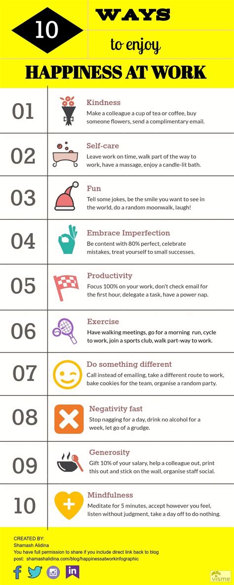 10 Ways To Enjoy Happiness At Work Infographic —