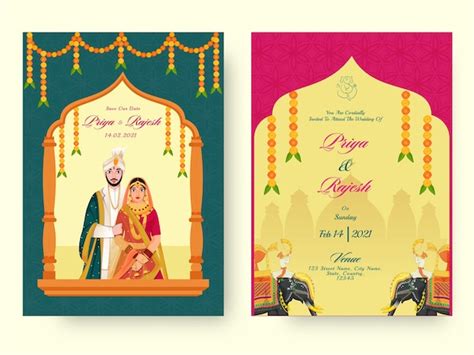 Hindu Wedding Invitations Indian Wedding Cards Elegant Floral Pattern