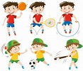 Boys doing different kinds of sports 370598 Vector Art at Vecteezy