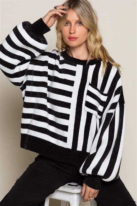 Blurred Vision Stripe Sweater Shop Trinkets Boutique