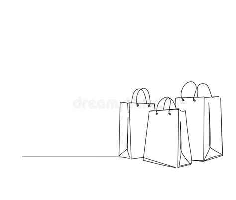 Continuous One Line Drawing Of Shopping Bags Simple Paper Bag Bags