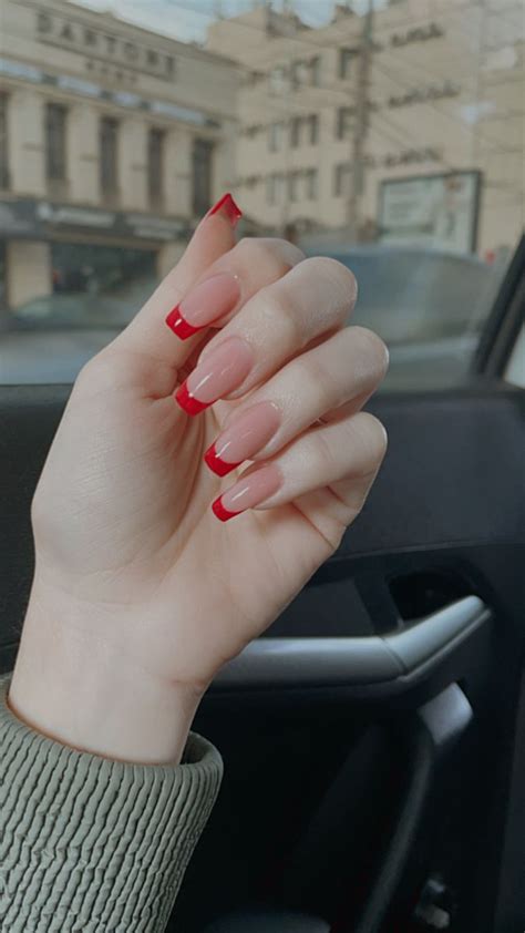 Nails Design Nails 2021french Nailsred French Nailsred Nails Red Tip Nails Frensh Nails Pink