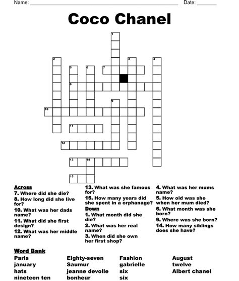54 De Chanel Daily Themed Crossword - Daily Crossword Clue