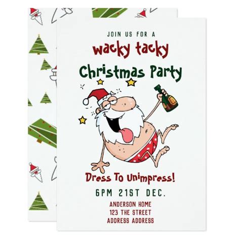 Tacky Christmas Party Invitation Funny Drunk Santa