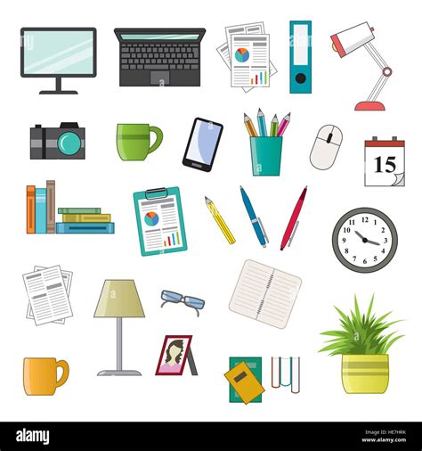 Office Icon Set Vektor Flat Style Stock Vector Image And Art Alamy