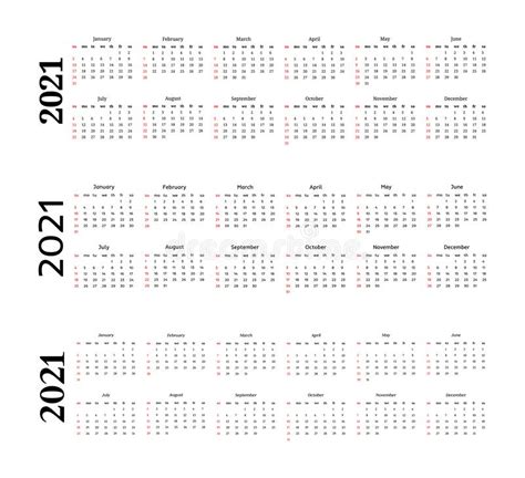 Calendario Para 2021 Aislado En Un Fondo Blanco Stock De Ilustración Ilustración De Negocios