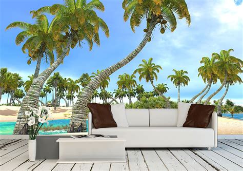 Tropical Paradise Beach Removable Wall Mural Petagadget