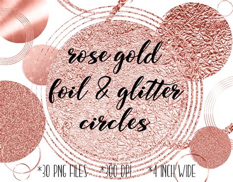 Rose Gold Circles Clipart Rose Gold Foil Circles Rose Gold Etsy