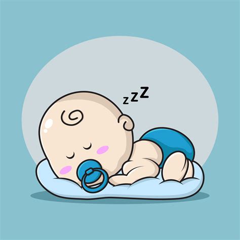 Ilustración De Dibujos Animados De Un Lindo Bebé Durmiendo En La