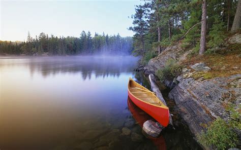 Canoe On Pinetree Lake Algonquin Provincial Park Algonquin Ontario