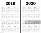 Year 2019 2020 Calendar Vector Design Template Stock Illustration ...