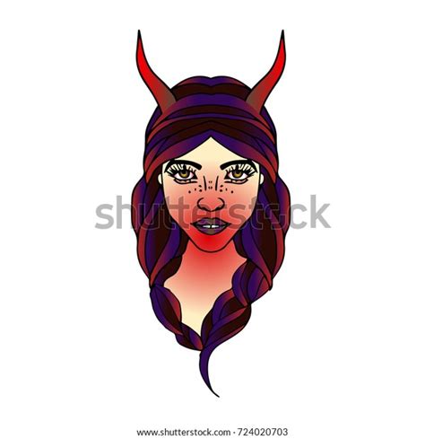 Devil Girl Vector Illustration Doodle Style Vector De Stock Libre De