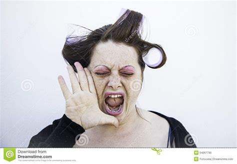 Makeup Woman Screams Stock Photo Image Of Happy Expressive 54267790