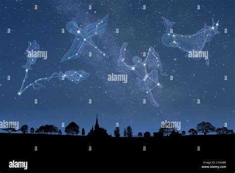Constellations In The Night Sky Stock Photo Alamy