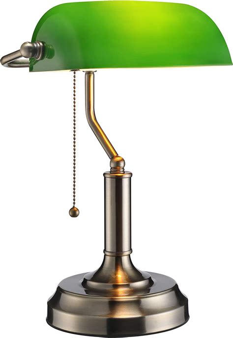 Torchstar Traditional Bankers Lamp Brass Finish Emerald