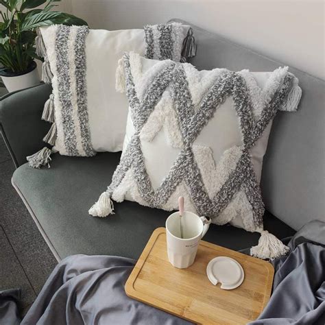 Tinysun White Grey Boho Decorative Throw Pillow Covers Set