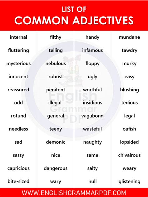 List Of Adjectives Useful Adjectives Examples In English 8a1