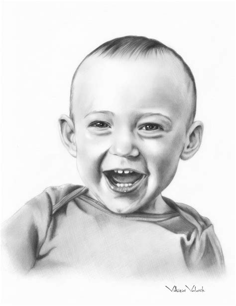 Custom Baby Portrait Pencil Drawing From Your Photo Sketch Etsy