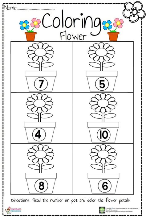 Flower Count Worksheet | Preschool math worksheets, Preschool