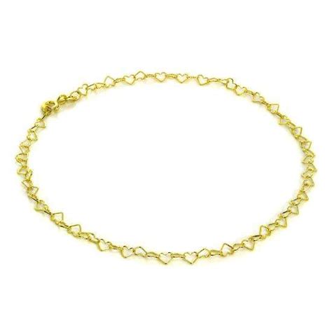9ct Gold Open Hearts Anklet Uk