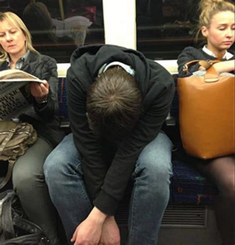 20 Hilarious Commuters Sleeping In Strange Positions