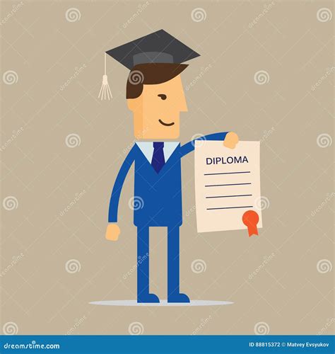 Businessman Illustration Of Obtaining Degree Diploma Of University