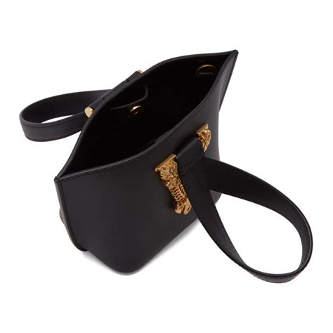 Versace Black Mini Virtus Bucket Bag Versace