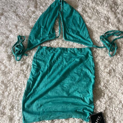 Zaful Turquoise Wrap Around Boob Top With Matching Depop