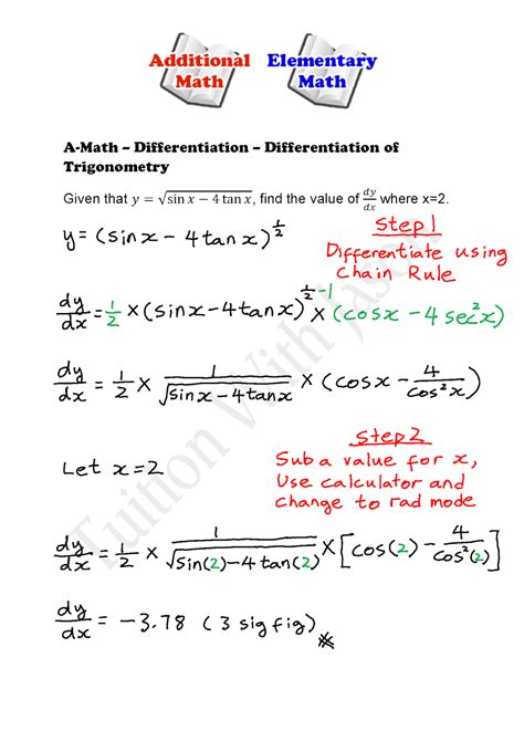 A Math Diifferentiation Differentiation Of Trigonometry Singapore