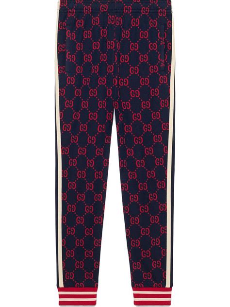 Gucci Gg Jacquard Jogging Trousers In Blue Modesens Jogging Pants