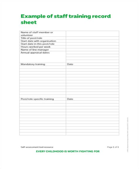 12 Training Sheet Templates Free Sample Example Format Downlaod