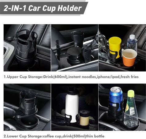 Car Double Cup Holder Expander Auto Drink Holder W360 Rotating