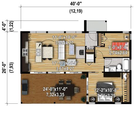 Contemporary Plan 776 Square Feet 2 Bedrooms 1 Bathroom 6146 00546