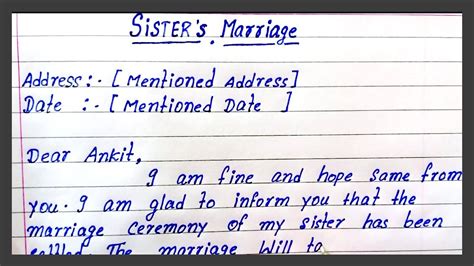 write a letter to your friend inviting him in sister s marriage sister marriage invitation