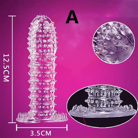 Extension Reusable Condom Penis Sleeve Male Enlargement Time Delay Spike Clit Massager Cover