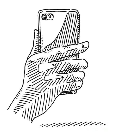 Hand Holding Smart Phone Taking A Photo Drawing Drawing By Frank Ramspott