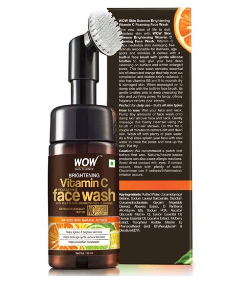Wow Skin Science Vitamin C Foaming Face Wash With Built In Brush For