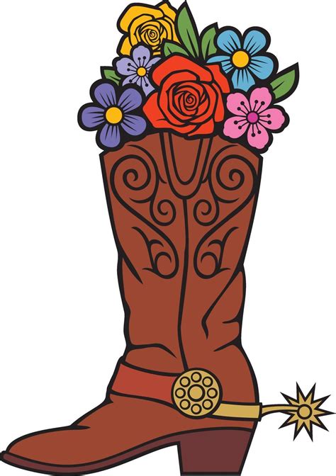Cowboy Boots With Flowers Vector Illustration 2219510 Vector Art At
