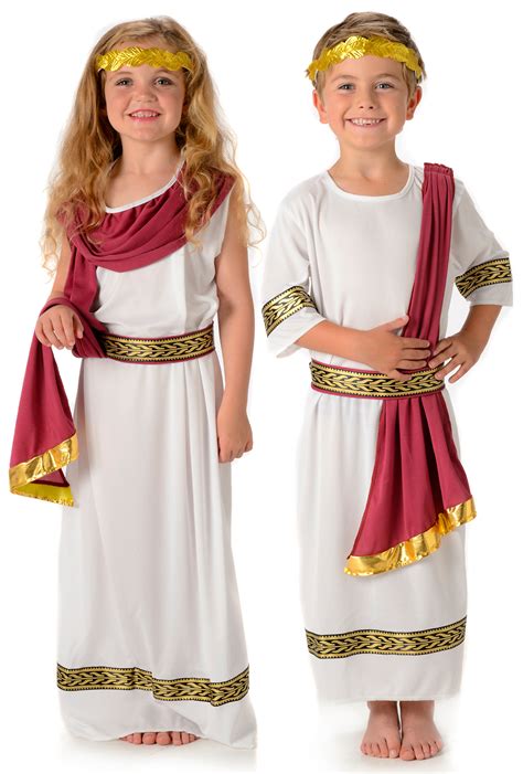 Imperial Roman Kids Fancy Dress Greek Caesar Toga Girls Boys Childrens