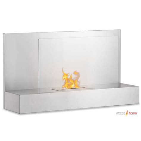 Moda Flame Mira Wall Mounted Ethanol Fireplace In Stainless Steel With