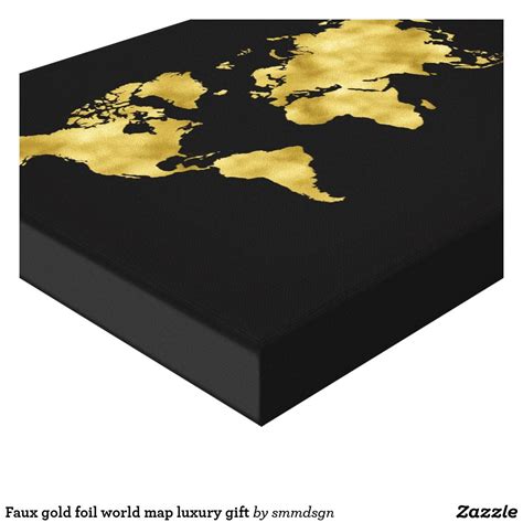 Faux Gold Foil World Map Luxury T Canvas Print Faux