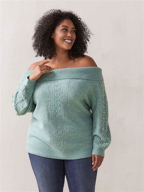 Cable Knit Off Shoulder Sweater In Every Story Penningtons