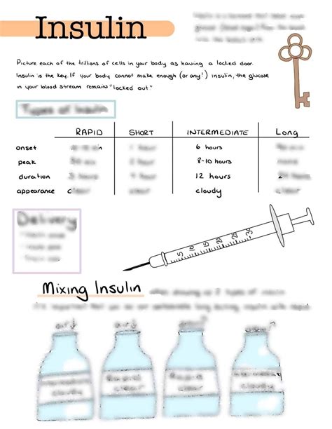Insulin Study Guide Pharmacology Cheat Sheet Etsy